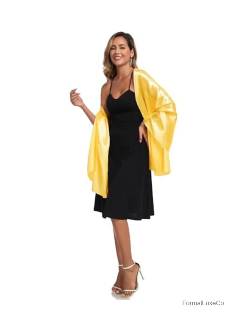 Satin Wrap Shawl for Evening Dresses Wedding Guest Long Scarf Pashmina